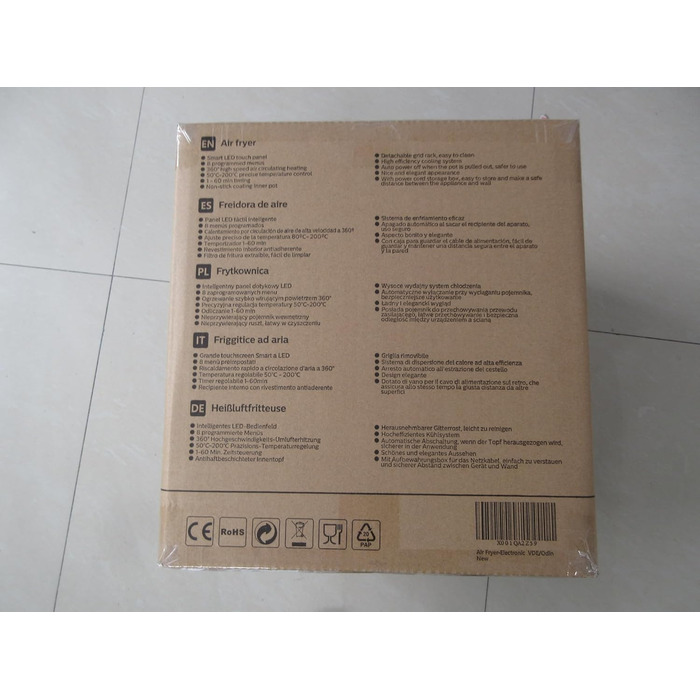 Аерофритюрниця Aigostar 4.2 л, гаряча фритюрниця XXL, фритюрниці без олії, 8 меню та рецептів, світлодіодний сенсорний екран, 1400 Вт, без бісфенолу А