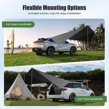 Універсальний автомобільний намет для будь-якого транспортного засобу, автомобільний тент, кемпінговий намет, тент для великого позашляховика, універсальний сонцезахисний намет для будинків на колесах та автомобілів