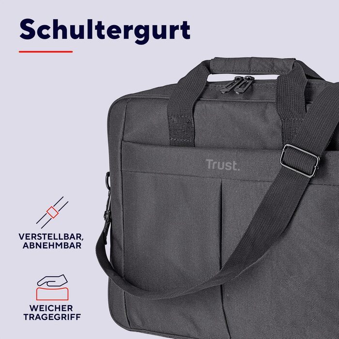 Сумка для ноутбука Trust Primo 16 дюймів, сумка з плечовим ременем, сумка для перенесення з внутрішньою підкладкою для захисту, су