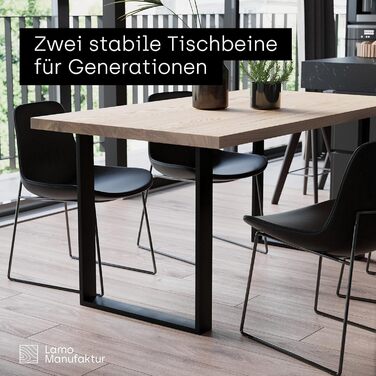 Ніжки LAMO Manufaktur для письмового та обіднього столу, прості середні, квадратний профіль 60x30 мм, каркас столу 80x72 см (ШxВ), чорний, 2 шт., LTS-01-D-FF-9005 80x72 см чорний