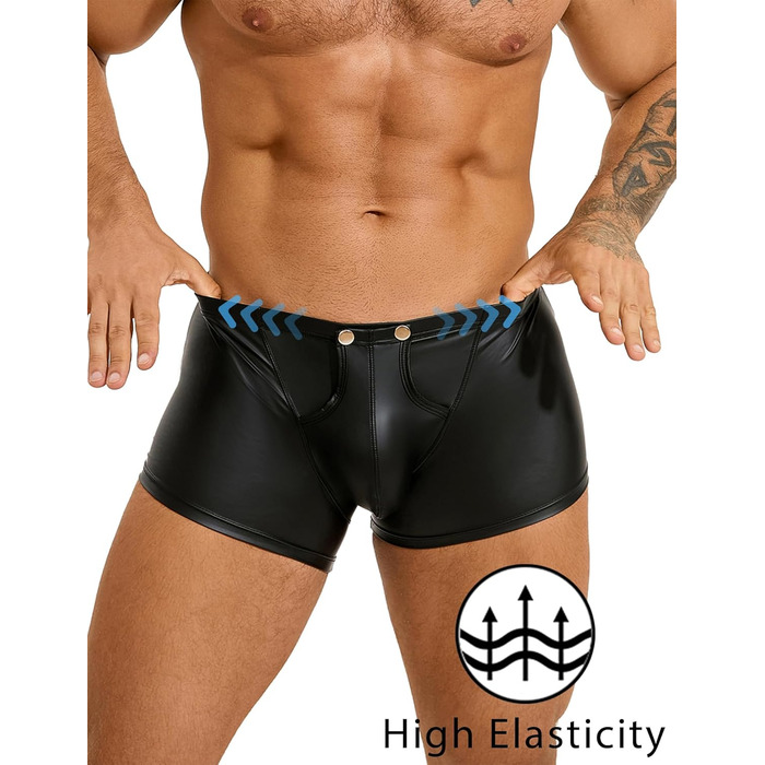 Чоловічі боксери ohyeahlady, з лакованої шкіри, чорні, розмір L