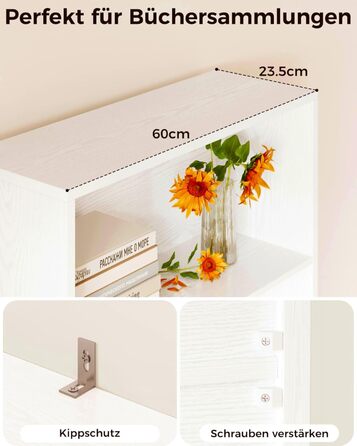 Книжкова шафа IRONCK з дверцятами, 6-ярусна полиця, висота 180 см, дерев&39яна окремостояча полиця, відкрита полиця для зберігання речей для кабінету, офісу, вітальні, спальні (біла)