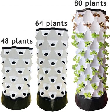 Гідропонний сад, система гідропоніки для вирощування аеропоніки. Плантатор для вирощування ананаса. Башта для внутрішнього саду. Пластикова теплиця. Безґрунтова посадка, спостерігайте за ростом рослин (10-шаровий план 80).