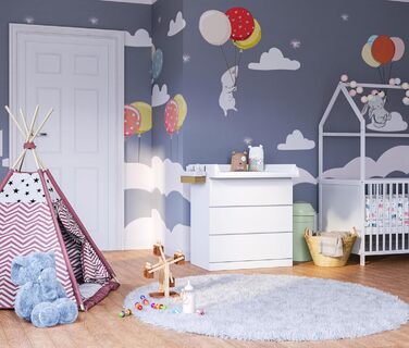 Насадка для пеленального столика BELLABINO Oti Насадка для пеленального столика для комодів Malm, Hemnes, Nordli високоякісна насадка для пеленального столика білого кольору стандарт 10 x 74 x 80 см