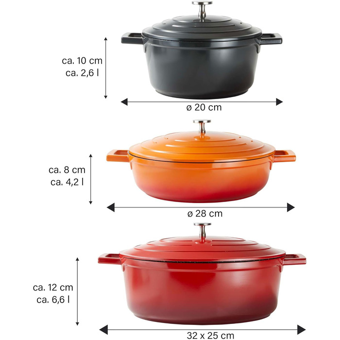 Кокотниця з кришкою індукційна 20 см, 2,6 л, лита алюмінієва каструля з покриттям з частинок справжнього каменю, каструля для запі