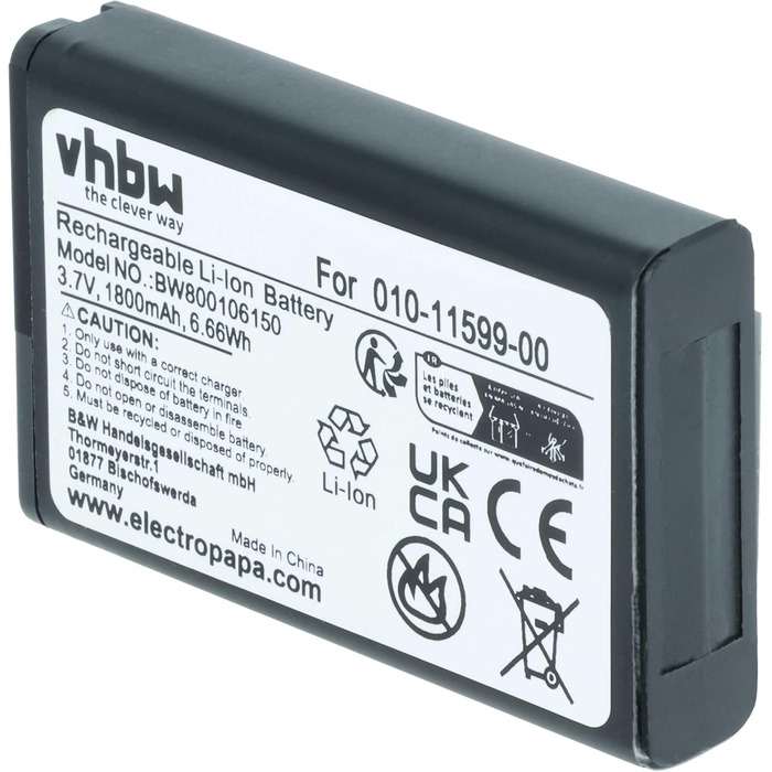 Акумулятор VHBW, сумісний з портативними навігаторами Garmin Alpha 100, GPS-навігаторами Monterra (1800 мАг, 3,7 В, літій-іонний)