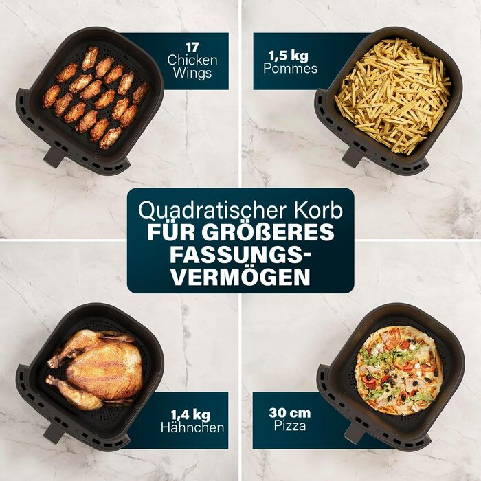 Цифрова фритюрниця Princess 6.5 л зі знімним роздільником На 60 відсотків менше споживання енергії Цифровий сенсорний екран 12 програм Без масла Чорний 182061 6.5 л