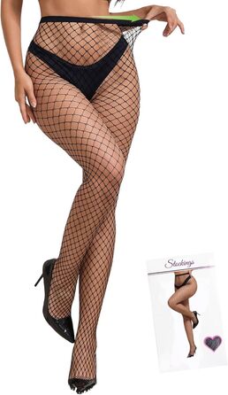 Колготки сітчасті comeondear, великі розміри, чорні, L-XXL