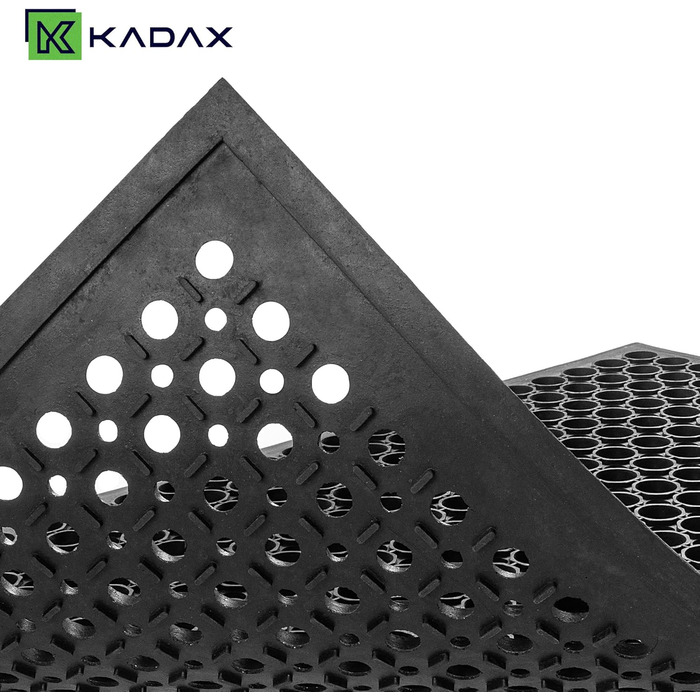 Килимок для вулиці KADAX проти ковзання, чорний гумовий килимок, брудозатримуючий килимок для вхідних зон, гумовий килимок для дверей (60x90 см) 90Д x 60Ш x 1,4Г см