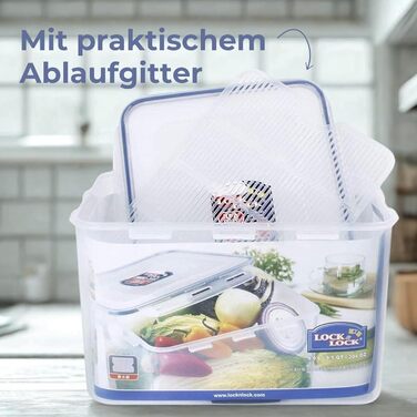 Герметичний контейнер Lock&Lock Classic з ручками та зливним отвором, 10 л 29,5 x 23 x 20,3 см 100 герметичний та водонепроникний контейнер для зберігання продуктів з кришкою Морозостійкий контейнер 10 л зливна решітка