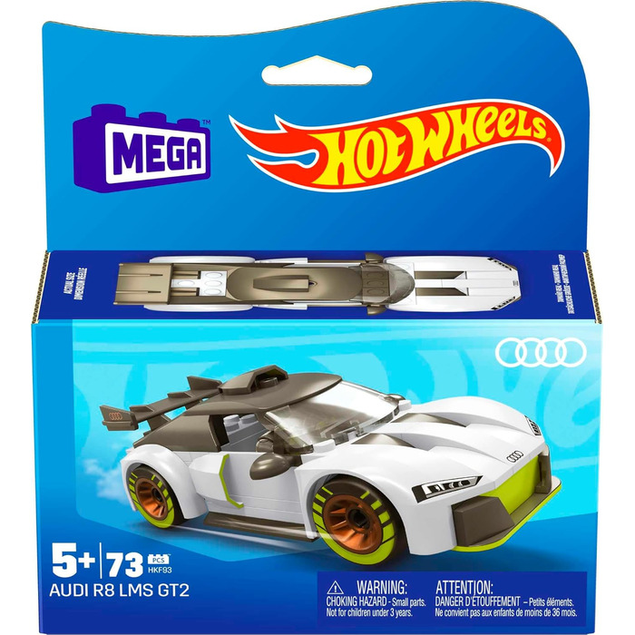 Конструктор MEGA HOT Wheels Audi R8 LMS GT2-73 деталі з рухомим гонщиком, для дітей від 5 років, HKF93