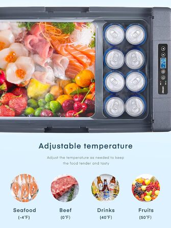 Компресорна холодильна камера, портативний холодильник 60 літрів, портативна холодильна камера 12В (від -20 до 10), знімні дверцят