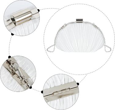 Жіноче клатч з блискітками Мушля, вечірня сумочка зі стразами та ланцюжком для весілля та святкової вечірки, білий