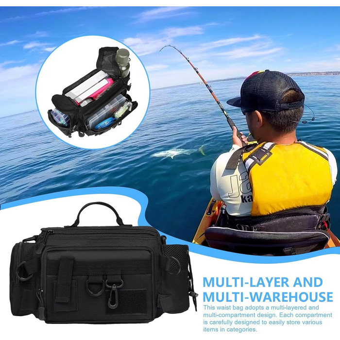 Чоловіча поясна сумка для походів, поясна сумка для походів - переносна сумка для риболовних снастей Сумка для риболовлі через плече, поперекова сумка для активного відпочинку, походів, скелелазіння