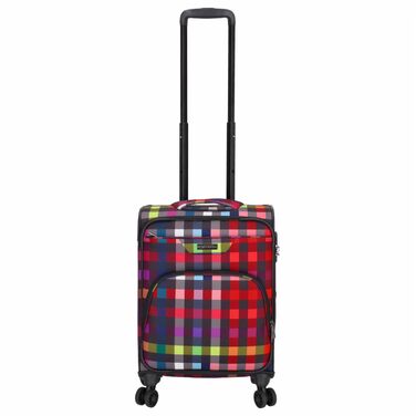 Дорожній візок SoftLITE 4w Валіза з міцного поліестеру Легкий візок з чотирма подвійними колесами Кодовий замок TSA (різнокольорова клітинка, S - ручна поклажа 55 см) Різнокольорова клітинка