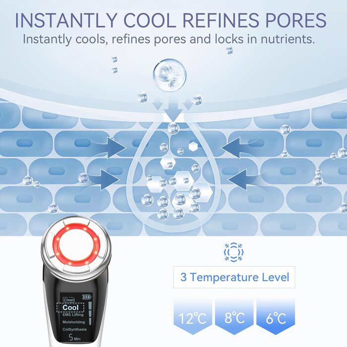 Масажер для обличчя, ANLAN 5 в 1 масажер для обличчя проти зморшок Червоний і синій світловий терапевтичний масажер для обличчя Тепло прохолодна вібрація EMS пристрій для обличчя Підтяжка обличчя проти зморшок антивіковий пристрій класичний