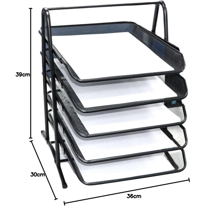 Рівневі офісні лотки для документів Тримач A4 Паперовий лист Дротяна сітка для зберігання/лоток для документів. 5 ТІР Чорний, 5-