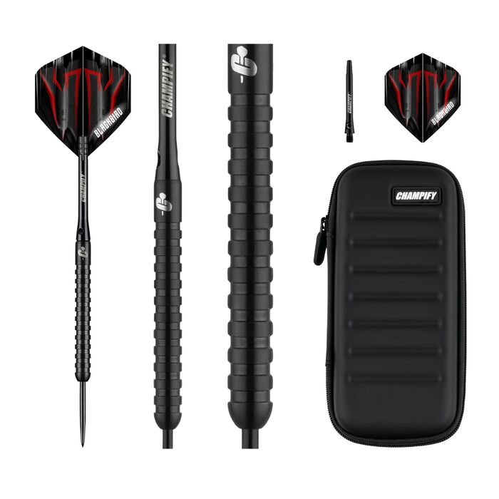 НОВИЙ набір дротиків Blackbird з 90 вольфраму з корпусом 23 г та чорним футляром 3 сталеві дротики з 9 алюмінієвими держаками та 9 дергами Набір дротиків з аксесуарами Дротики з металевим наконечником