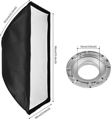Розсіювач світла KOCAN, прямокутний софтбокс 60*90 см із швидкознімним і кріпленням софтбоксу з решіткою, м'якою тканиною та сумкою для зберігання для предметної зйомки, студійного освітлення, Live Strea