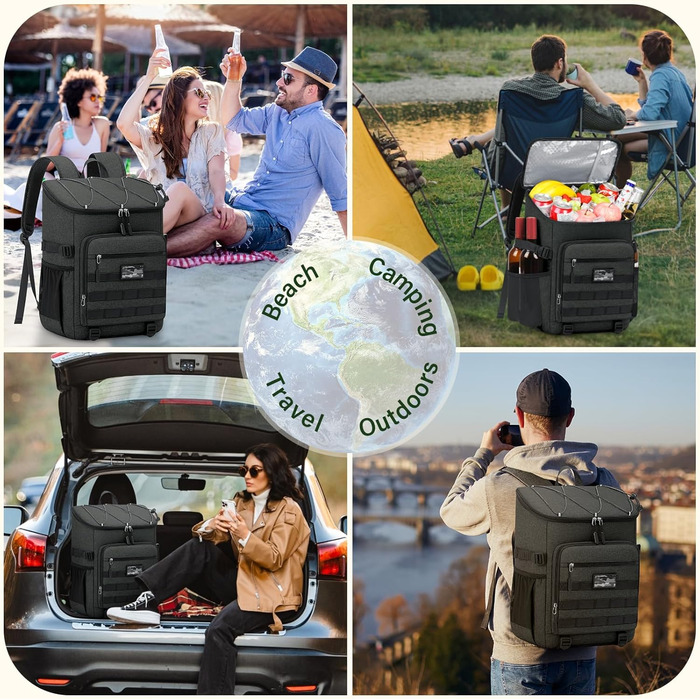 Рюкзак-холодильник NEWHEY 30L Водонепроникний ізольований сумка-холодильник великої місткості Термальний рюкзак для пікніка Легкий сумка-холодильник, герметичний для роботи на свіжому повітрі, кемпінгу, пляжного туризму, чорного кольору