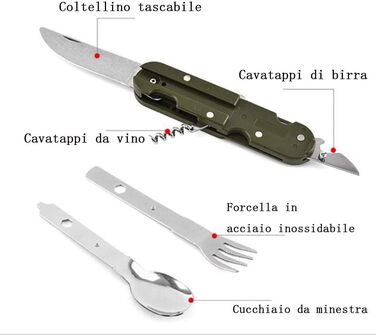 В-1 кемпінговий посуд з нержавіючої сталі - Кемпінгові інструменти - Посуд для активного відпочинку - Багатофункціональний складний посуд - Дорожній посуд (2 шт.), 5-