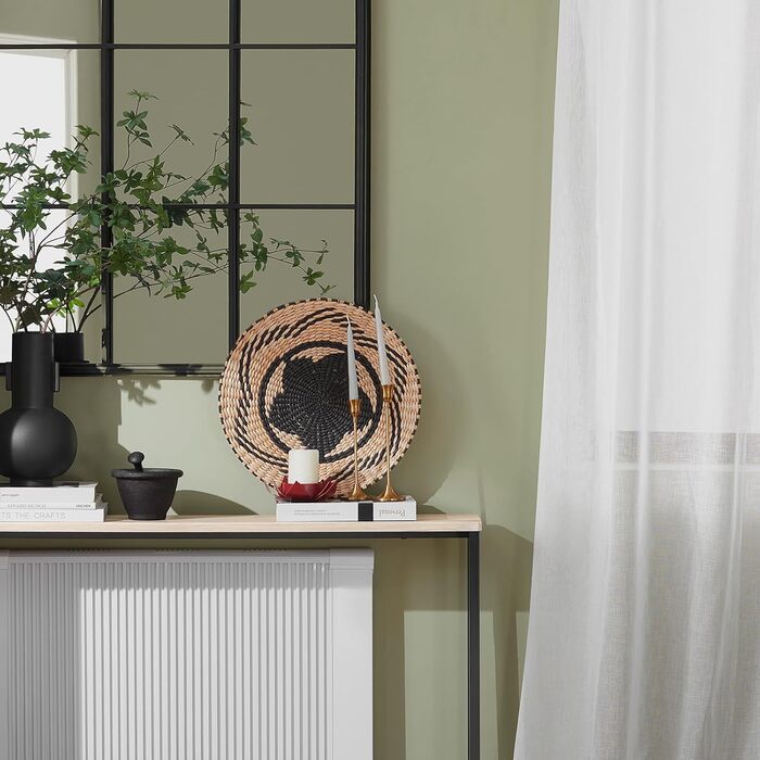 Вузький консольний столик SoBuy для коридору Консольні столики для вітальні, вінтажний металевий сервант, міцний дизайн ідеально підходить для меблів у коридорі, офісі натуральний та чорний, 120x80x20 см, FSB19-XL-Z Світлий натуральний та чорний 1208020 с