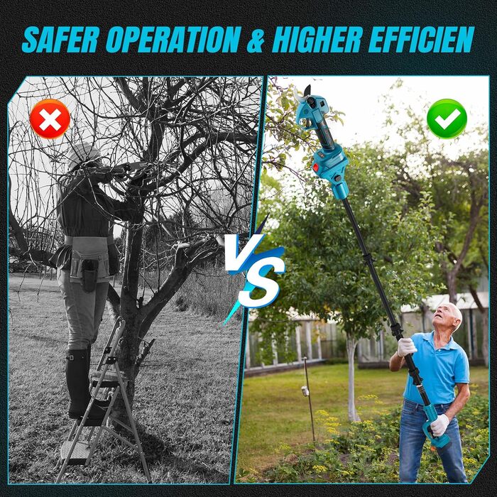 Акумуляторні сучкорізи зі штангою, безщіткові садові ножиці, сумісні з акумуляторами Makita, отвір 50 мм, максимальний діаметр різу 35 мм, ножиці для обрізки саду та дерев, подовження 2 м (акумулятор не входить до комплекту), макс. 35 мм, зі штангою