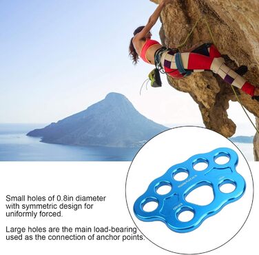 Такелажна пластина VGEBY 45KN з 8 отворами з алюмінієвого сплаву, багатошаровий анкерний з&39єднувач з роздільним перегородкою для скелелазіння та активного відпочинку на свіжому повітрі