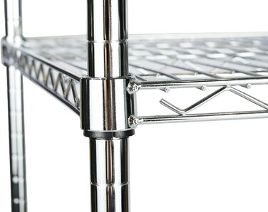 Кухонна полиця Floordirekt, дротяна полиця, металева полиця Вантажопідйомність приблизно 70 кг на полицю Багатофункціональна полиця для зберігання, полиця для ванної кімнати, складська полиця, полиця для підвалу Хромована (90x60x160 см 4 полиці) Everest 9