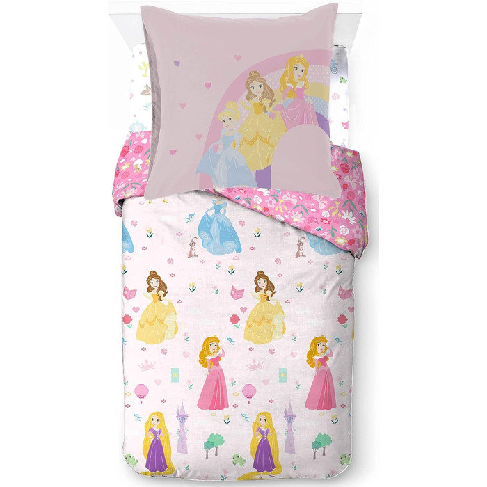 Комплект постільної білизни Disney Princess Cut Paper 100 бавовна, 3 предмета, розмір односпального ліжка 135x200 см - підодіяльни