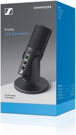 Мікрофон Sennheiser Profile з конденсаторним капсюлем Plug & Play, ідеальний для подкастів та стрімінгу Настільна підставка та кабель USB-C 1,2 м у комплекті Чорний (700065)