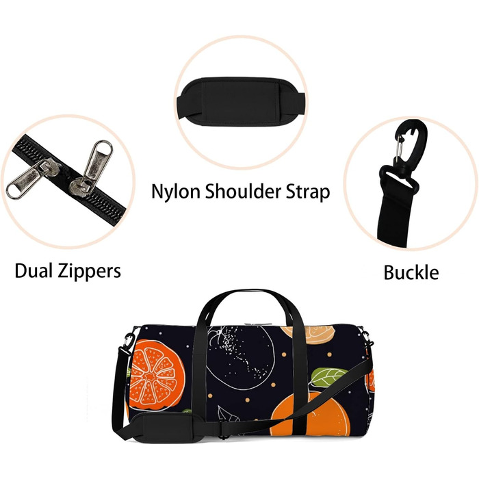 Спортивна сумка для фітнесу, йоги та танців, дорожня сумка для вихідних, помаранчевий принт на чорному фоні, сумка-месенджер для жінок та чоловіків