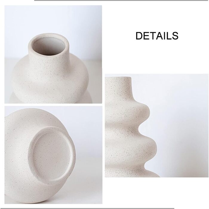 Ваза для пампасної трави біла, Сучасна керамічна декоративна ваза для сухоцвітів, Пончик Спіральна ваза для квітів Кругла ваза з о