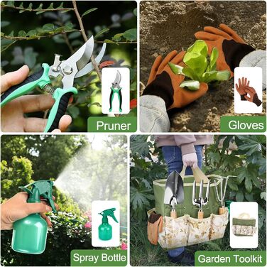 Набір садових інструментів Gartenwerkzeug, 12 предметів, з органайзером-сумкою, садова лопатка з деревяною ручкою, секатор, садові граблі, подарунок для садівників, ідеальний подарунок для жінок-садівниць