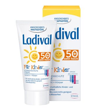 Дитячий сонцезахисний крем Ladival для обличчя та рук SPF 50 Сонцезахисний крем без ароматизаторів для дітей без барвників та консервантів водостійкий 1 x 50 мл