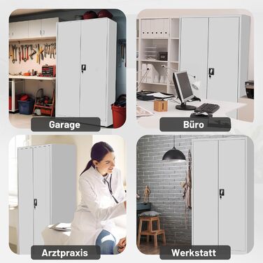 Металева шафа Jan Nowak Jan 185 x 90 x 40 см - Металева шафа для документів, що замикається, з 2 дверима, багатофункціональна шафа з 5 полицями, офісна шафа зі сталі з порошковим покриттям - сіра 185 см x 90 см x 40 см