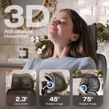 Ергономічне офісне крісло ELABEST X100 з підставкою для ніг, регульованою 3D-підтримкою попереку та вигинною спинкою