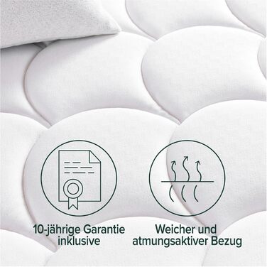 Гібридний пружинний матрац Zinus Hybrid 140x200 см - Рівень жорсткості H2/H3 - Висота 25 см - Охолоджувальний ергономічний матрац з піни з ефектом пам&39яті - Сертифіковано Oeko-TEX - Виготовлено відповідно до німецьких стандартів якості, висота 25 см. Гі