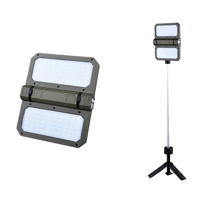 Портативний телескопічний кемпінговий ліхтар з регульованою підставкою та вбудованим блоком живлення для активного відпочинку на свіжому повітрі