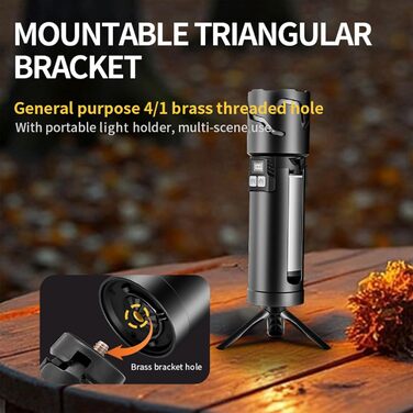 Телескопічний кемпінговий ліхтарик LIXADA, акумуляторний ліхтарик, світлодіодний багатофункціональний кемпінговий ліхтарик ємністю 5500 мАг, наметовий ліхтарик зі штативом, висувний складаний підвісний ліхтарик для походів, риболовлі, подорожей (чорний) 0