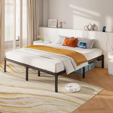 Каркас ліжка Rolanstar 180x200 см, двоспальне ліжко з функцією зберігання та міцними сталевими ламелями, легке складання, 31 см місця для зберігання під ліжком, металеве ліжко для спальні/гостьової кімнати 180 x 200 см