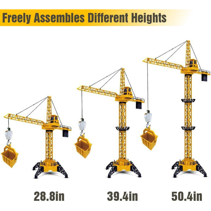 Міні-кран Tudou 128 см висотою 2,4 Гц з дистанційним керуванням, 6 каналів радіоуправління, будівельний кран RC іграшка з обертанням на 680 градусів, модель підйомника зі світлом і звуками для дітей для хлопчика