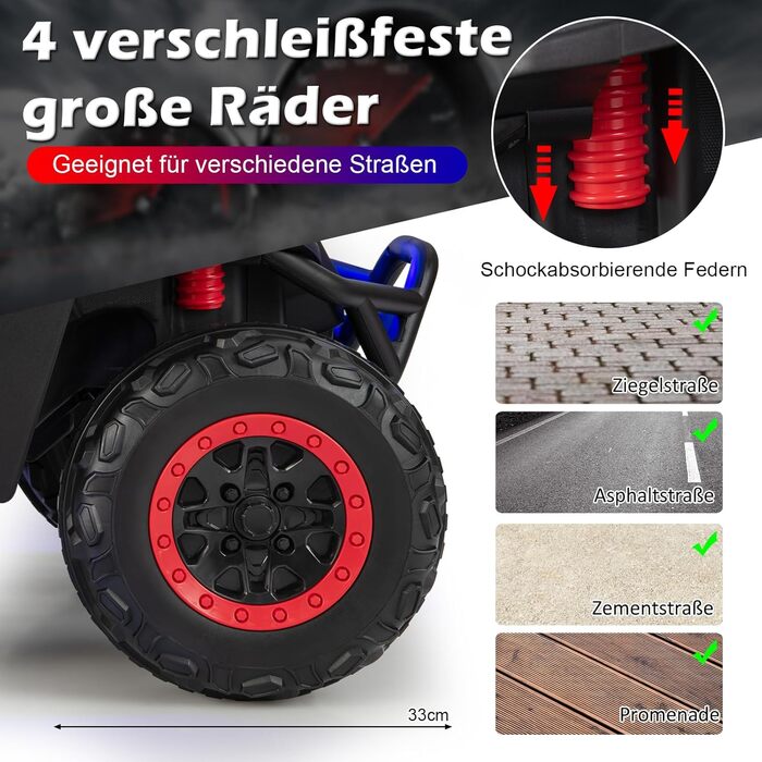 Дитячий електромобіль GOPLUS 12V, 2-місний дитячий автомобіль з пультом дистанційного керування 2,4 ГГц, фарами, музикою, крутими