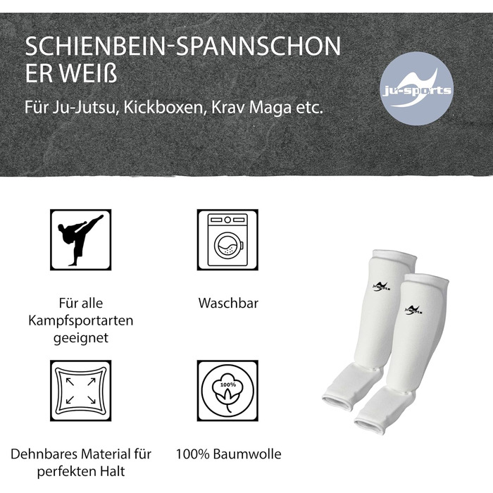 Захисні щитки для гомілок, білі, бавовняні Захисні щитки для багатьох бойових мистецтв Еластичні та пральні захисні щитки для гомілок