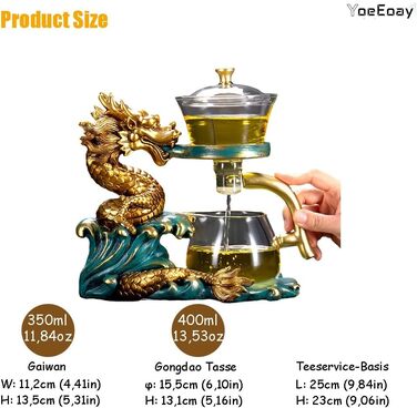 Набір для чаювання Золотий Дракон скляний чайник з магнітним фільтром та склянки, набір для ледачого чаювання в стилі кунг-фу, ідеальний подарунок для поціновувачів чаю