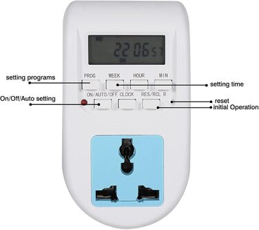 Енергозберігаюча розетка, великий РК-дисплей, таймер розетки з прихованими кнопками для водонагрівачів, кондиціонерів