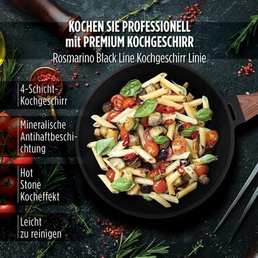 Професійна сковорода ROSMARINO 24 см - Сковорода з відмінним розподілом тепла та теплопродуктивністю, підходить для індукції, вишу