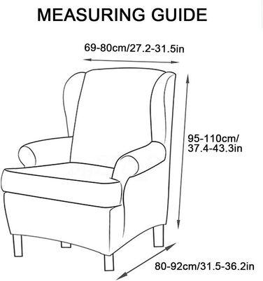 Чохол для крісла Highdi з 2 частин, чохли для крісел, чохли для крісел з крилами, еластичний чохол для крісла &quotТигр&quot з підлокітниками, висока спинка, універсальний (квітка та листя), зелена пружина