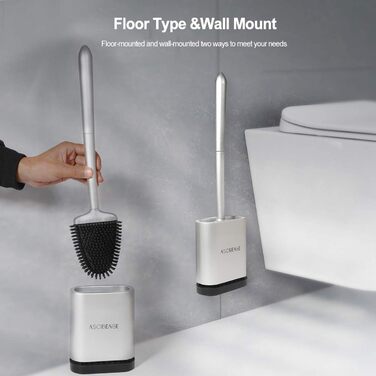 Щітка для туалету з тримачем, силіконова щітка для туалету, ефективне очищення, набір щіток для настінного та стоячого туалету для