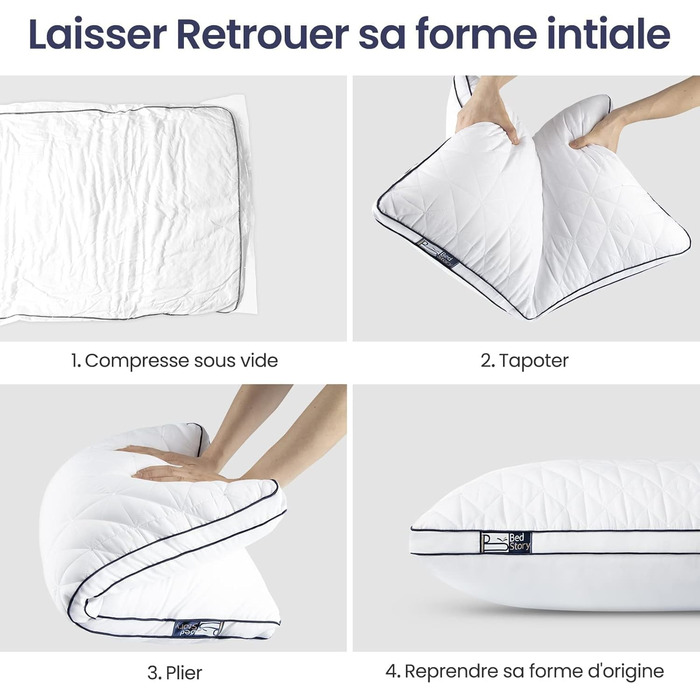 Подушка BedStory Anti-klish з легким наповнювачем з мікрофібри, гіпоалергенна, готельної якості, пухнаста та дихаюча, 50 x 70 см, 2 шт., підходить для сну на боці та на спині 50 x 70 см